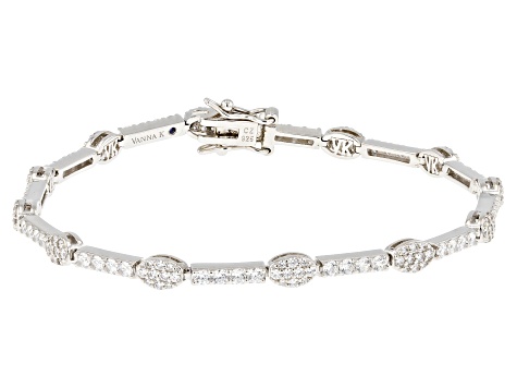 White Cubic Zirconia Platineve Tennis Bracelet 4.17ctw