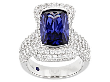 Picture of Blue And White Cubic Zirconia Platineve Ring 13.08ctw