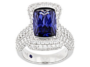 Blue And White Cubic Zirconia Platineve Ring 13.08ctw