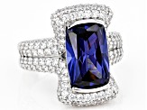 Blue And White Cubic Zirconia Platineve Ring 13.08ctw