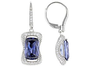 Blue And White Cubic Zirconia Platineve Earrings 10.12ctw