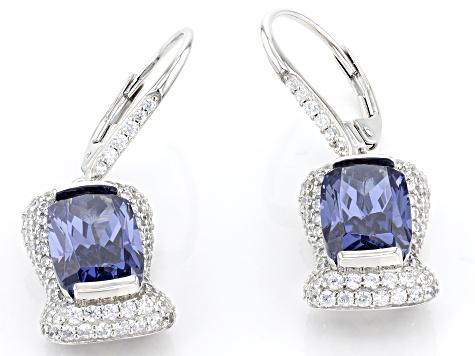 Blue And White Cubic Zirconia Platineve Earrings 10.12ctw - VKJ012 ...