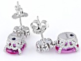 Pink Lab Created Sapphire And White Cubic Zirconia Platineve Earrings 5.00ctw