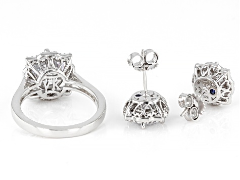 White Cubic Zirconia Platineve Ring and Earring Set 9.68ctw