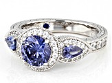 Blue And White Cubic Zirconia Platineve Ring 3.44ctw