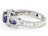 Blue And White Cubic Zirconia Platineve Ring 3.44ctw