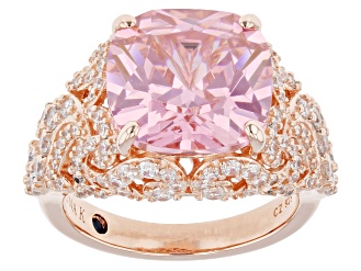 Pink And White Cubic Zirconia 18k Rose Gold Over Sterling Silver Ring 12.91ctw