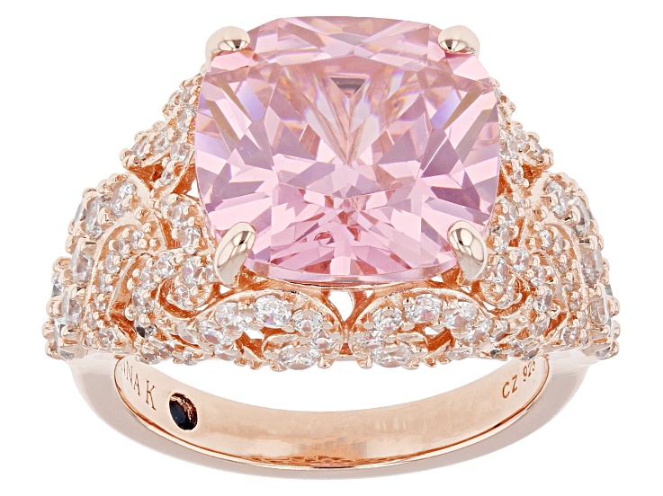 Pink And White Cubic Zirconia 18k Rose Gold Over Sterling Silver