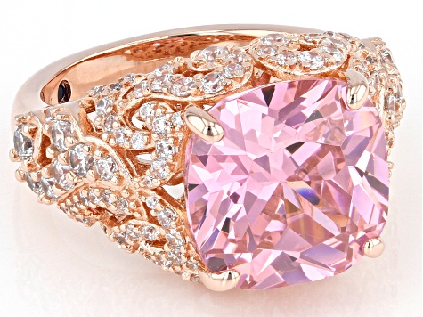 Pink And White Cubic Zirconia 18k Rose Gold Over Sterling Silver