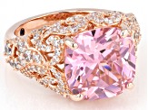 Pink And White Cubic Zirconia 18k Rose Gold Over Sterling Silver Ring 12.91ctw