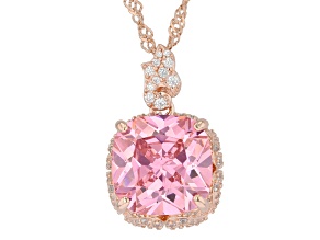 Pink And White Cubic Zirconia 18k Rose Gold Over Sterling Silver Pendant With Chain 11.73ctw