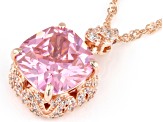 Pink And White Cubic Zirconia 18k Rose Gold Over Sterling Silver Pendant With Chain 11.73ctw