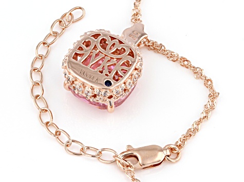 Pink And White Cubic Zirconia 18k Rose Gold Over Sterling Silver Pendant With Chain 11.73ctw