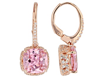 Picture of Pink And White Cubic Zirconia 18k Rose Gold Over Sterling Silver Earrings 11.38ctw