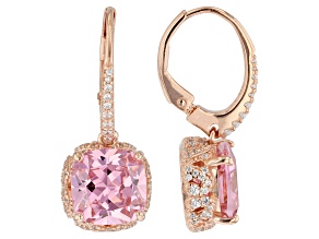 Pink And White Cubic Zirconia 18k Rose Gold Over Sterling Silver Earrings 11.38ctw