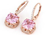 Pink And White Cubic Zirconia 18k Rose Gold Over Sterling Silver Earrings 11.38ctw