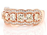 Champagne And White Cubic Zirconia 18k Rose Gold Over Sterling Silver Ring 3.32ctw