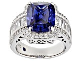 Blue And White Cubic Zirconia Platineve Ring 12.26ctw