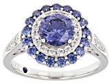 Blue and White Cubic Zirconia Platineve Ring 3.58ctw