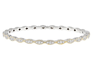 White Cubic Zirconia 18K Yellow Gold Over Sterling Silver Tennis Bracelet 14.17ctw