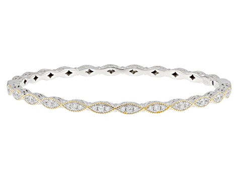 White Cubic Zirconia Platineve And 18k Yellow Gold Over Sterling Silver Bangle 2.52ctw