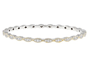 White Cubic Zirconia Platineve And 18k Yellow Gold Over Sterling Silver Bangle 2.52ctw