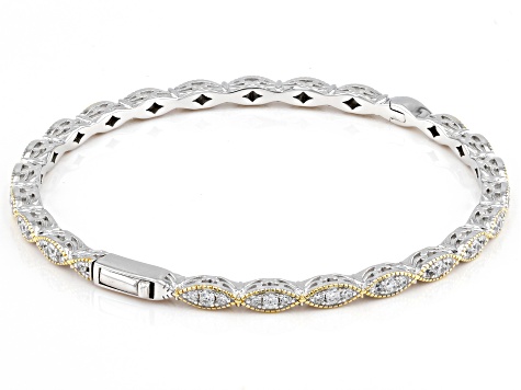 White Cubic Zirconia Platineve And 18k Yellow Gold Over Sterling Silver Bangle 2.52ctw