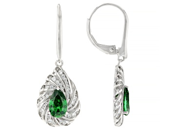 Picture of Green And White Cubic Zirconia Platineve® Hawaii Collection Earrings 3.19ctw