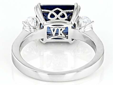 Blue And White Cubic Zirconia Platineve® Ring 6.63ctw