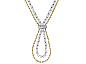White Cubic Zirconia Platineve And 18k Yellow Gold Over Sterling Silver Necklace 28.40ctw