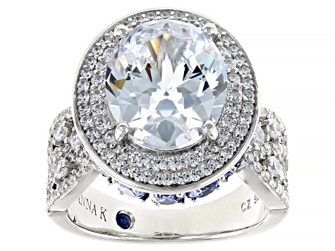 Blue And White Cubic Zirconia Platineve Holiday Ring 8.11ctw