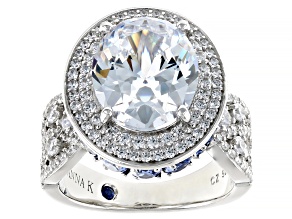 Blue And White Cubic Zirconia Platineve Holiday Ring 8.11ctw