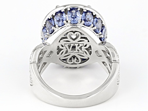 Blue And White Cubic Zirconia Platineve Holiday Ring 8.11ctw