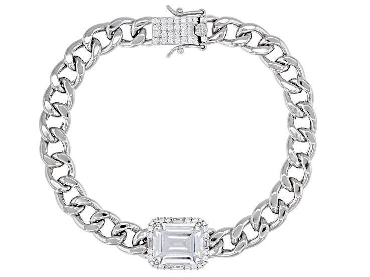White Cubic Zirconia Platineve® Curb Link Bracelet 10.71ctw