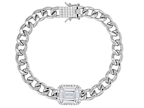 White Cubic Zirconia Platineve® Curb Link Bracelet 10.71ctw