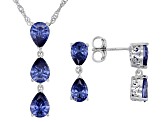 Blue Cubic Zirconia Platineve® Jewelry Set 9.20ctw