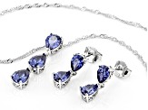 Blue Cubic Zirconia Platineve® Jewelry Set 9.20ctw
