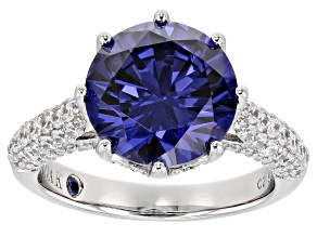 Blue And White Cubic Zirconia Platineve Ring 9.14ctw