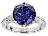 Blue And White Cubic Zirconia Platineve Ring 9.14ctw