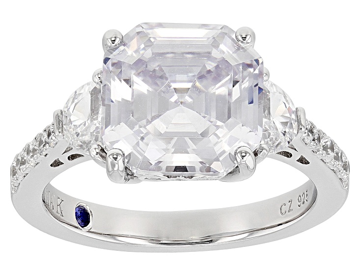White Cubic Zirconia Platineve® Asscher Cut Ring 9.15ctw