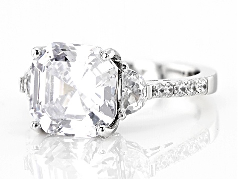 White Cubic Zirconia Platineve Asscher Cut Ring 9.15ctw