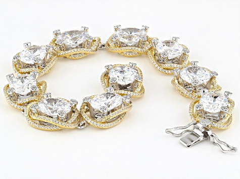 White Cubic Zirconia 18k Yellow Gold Over Sterling Silver Bracelet 41.51ctw