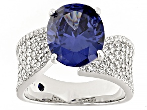 Blue And White Cubic Zirconia Platineve® Ring 8.89ctw