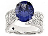 Blue And White Cubic Zirconia Platineve® Ring 8.89ctw