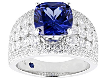 Picture of Blue And White Cubic Zirconia Platineve® Ring 6.51ctw