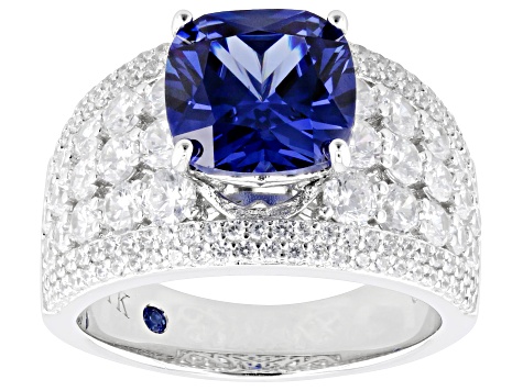 Blue And White Cubic Zirconia Platineve® Ring 6.51ctw