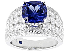 Blue And White Cubic Zirconia Platineve® Ring 6.51ctw