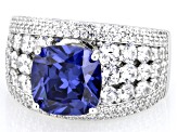 Blue And White Cubic Zirconia Platineve® Ring 6.51ctw