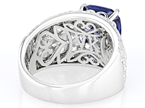 Blue And White Cubic Zirconia Platineve® Ring 6.51ctw