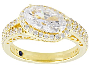 White Cubic Zirconia 18k Yellow Gold Over Sterling Silver Ring 4.26ctw